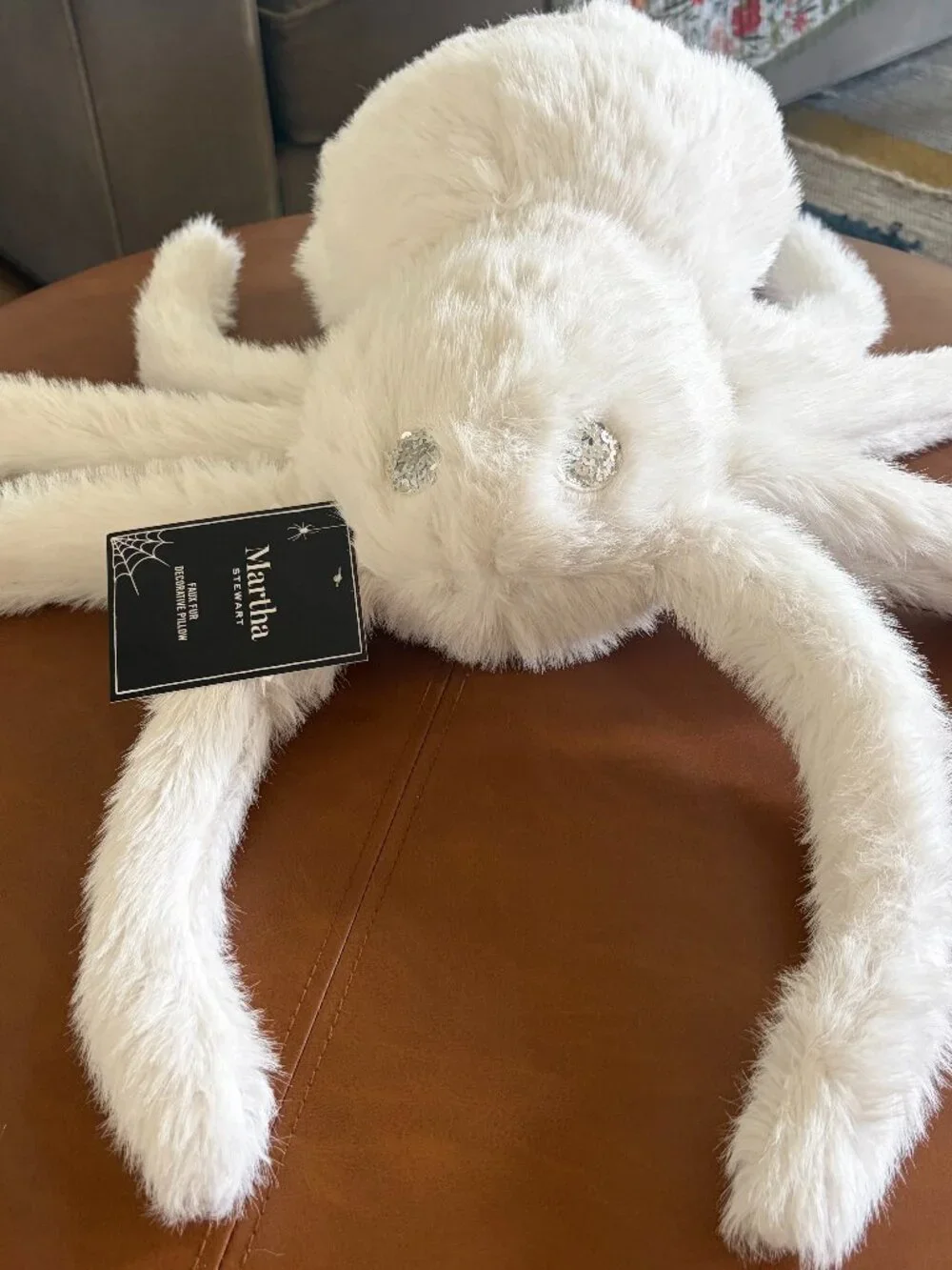 Martha Stewart Faux Fur Halloween White Spiders pillow set of 2 NWT TikTok Viral